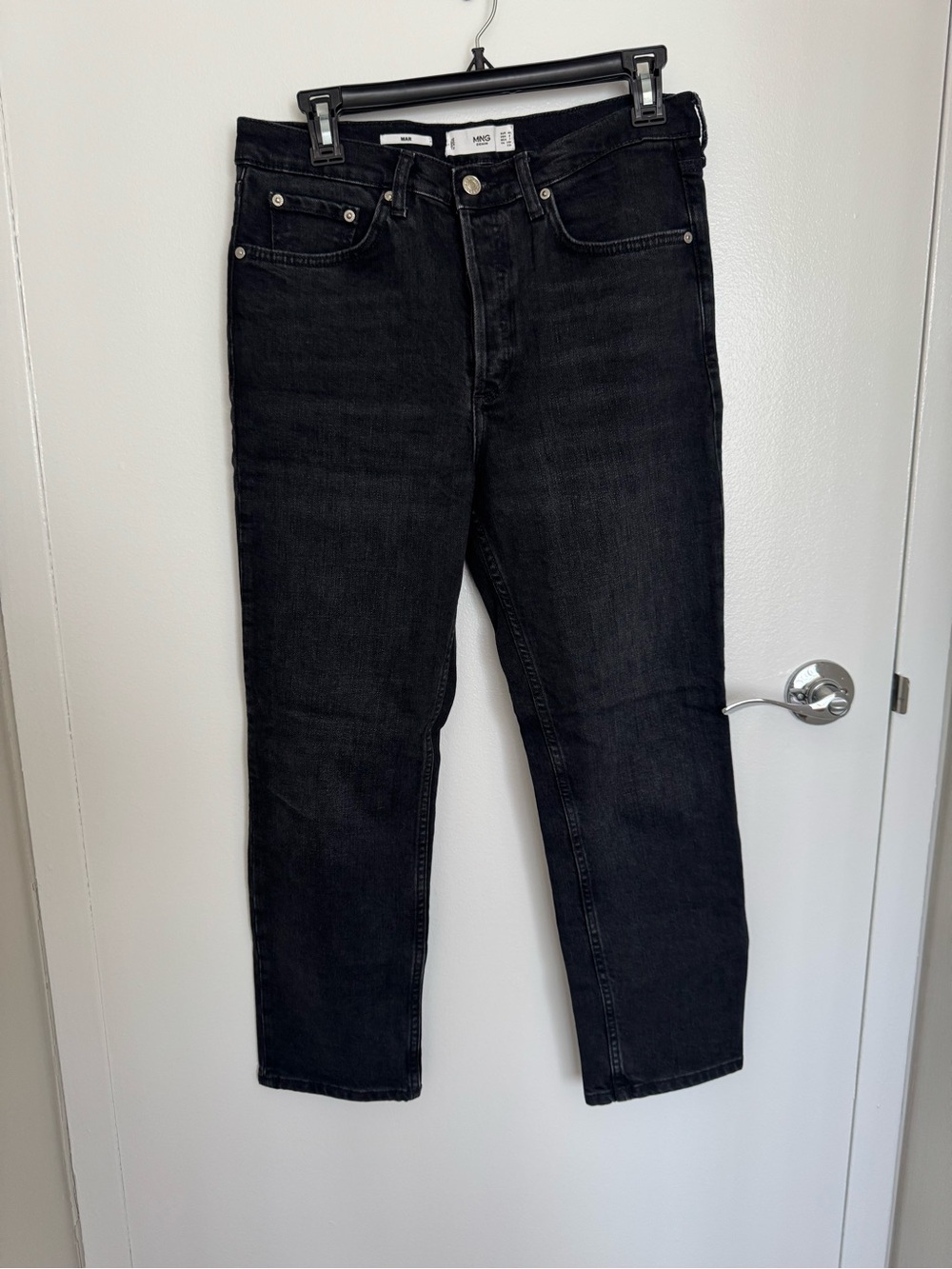 Mango Women’s Slim Straight Jeans in Black Denim